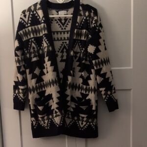Lucky Brand Black and Cream Knit Sweater
